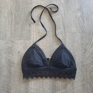 Xhilaration Black Lace Trim Bikini Swim Top.